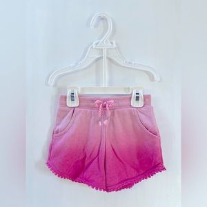 Pink Ombré Kids/Girls Elastic Shorts with Pom Pom Hem